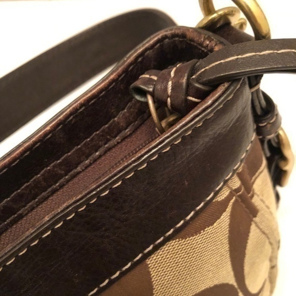 Coach brown leather jacquard signature mini bag - Picture 12 of 14
